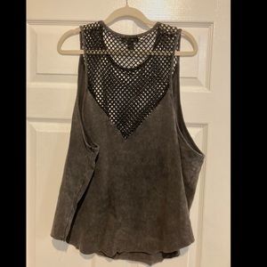 Forever 21 - Size 2x Gray Tank Too with Black Mesh